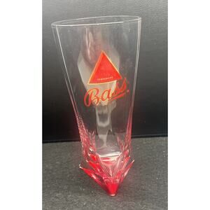 Bass Ale .5L Beer Glass Red‎ Triangle Bottom Heavy 7 1/2" Tall